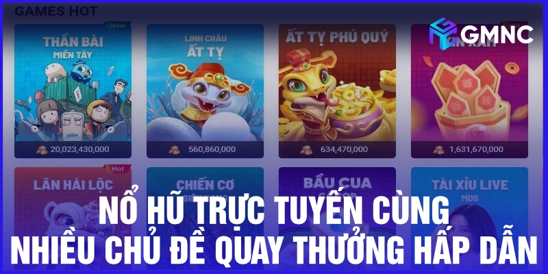 Nổ hũ trực tuyến cùng nhiều chủ đề quay thưởng hấp dẫn